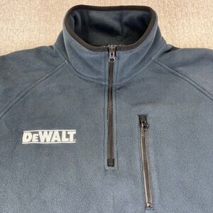 DEWALT Tools Blue/grey 1/4 Zip Fleece Pullover Sweatshirt Men Size L long sleeve